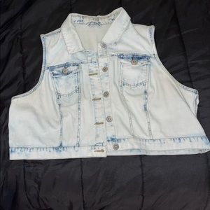 Cropped Bleached Denim Vest